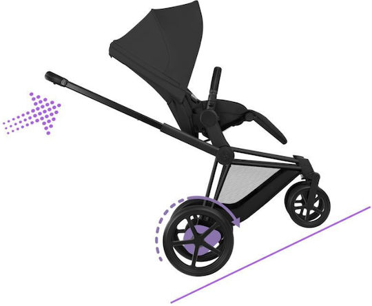 Cybex E-Priam Comfort Reversible 2 in 1 Baby Stroller Suitable for Newborn Sepia Black / Matt Black