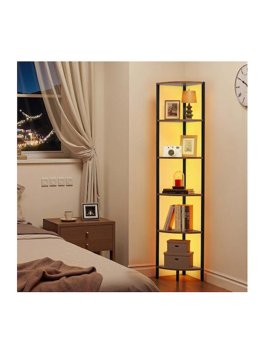 Γωνιακό Ράφι με LED Μαύρο 28.5x28.5x171.5εκ.