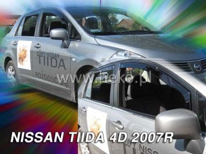 Heko Set of Windbreakers Front and Rear Car Dark Fime for Nissan Tiida 4pcs