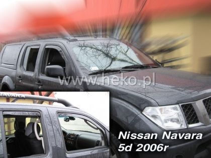 Heko Set of Windbreakers Front and Rear Car Dark Fime for Nissan Navara / PickUp 4D 2005-2014 4pcs