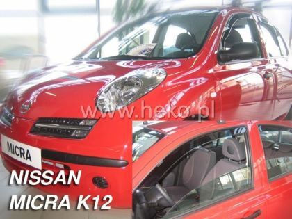 Heko Set of Windbreakers Front and Rear Car Dark Fime for Nissan Micra 4pcs
