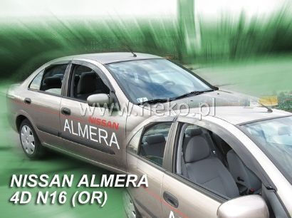 Heko Set of Windbreakers Front and Rear Car Dark Fime for Nissan Almera 4pcs