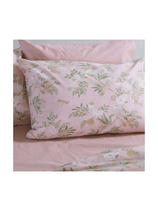 Nef-Nef Homeware Homeware Μαξιλαροθήκη με Φάσα Ροζ 52x72εκ.