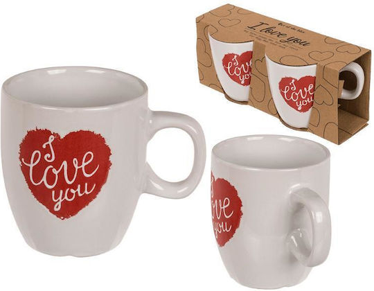 Ι Love You Cană Ceramică Albă 2buc
