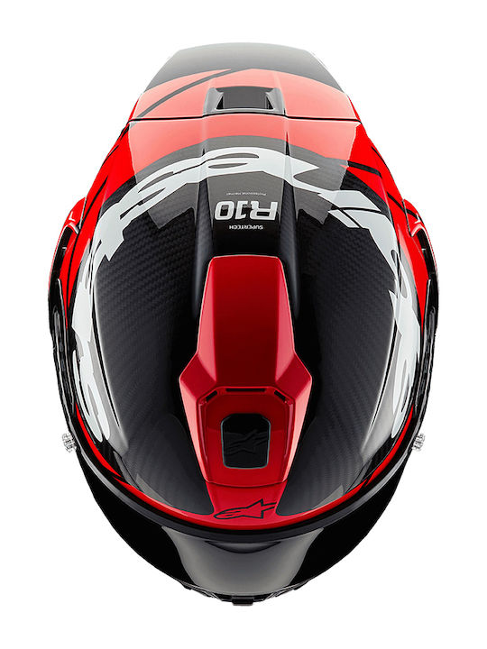 Alpinestars Supertech Element R10 Glossy Red Carbon Black Cască Moto Față întreagă ECE 22.06 cu Pinlock