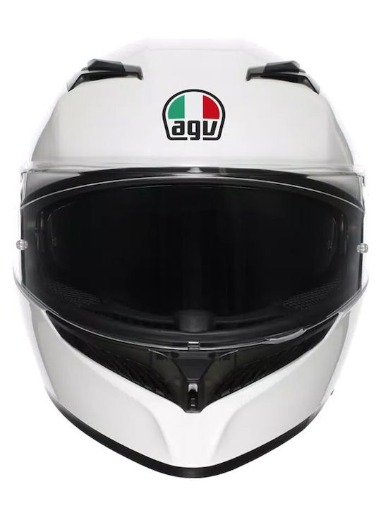 AGV K3 MPLK Mono Alb Casca Moto Față Întreagă ECE 22.06 1500gr cu Pinlock și Sunvisor