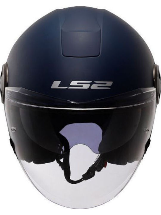 LS2 OF620 Classy Matt Navy Blue Motorcycle Helmet Jet ECE 22.06 1200gr with Sunvisor