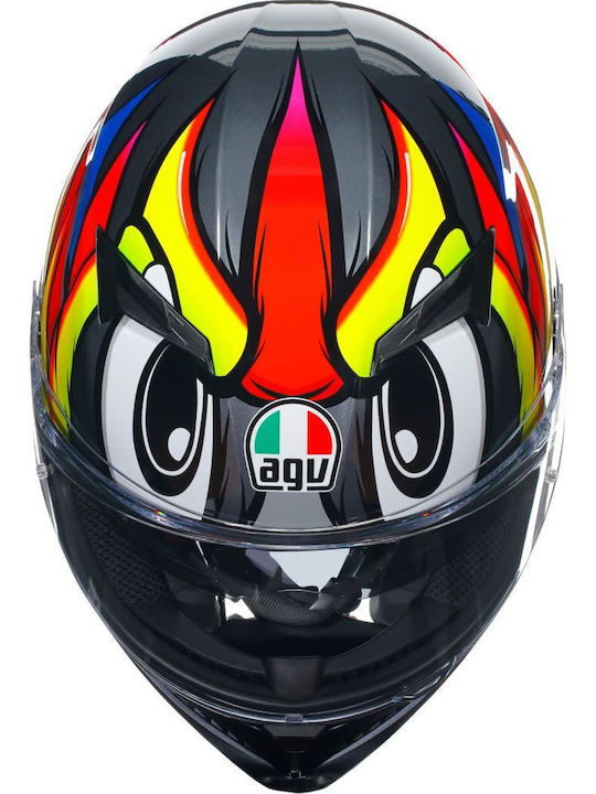 AGV K3 Birdy 2.0 Grey/Yellow/Red Cască Moto Față întreagă ECE 22.06 1550gr cu Pinlock și Sunvisor