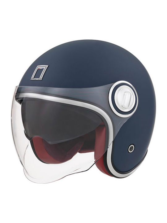 Nox Heritage Matt Blue Motorradhelm Jet 1350gr mit Sonnenblende