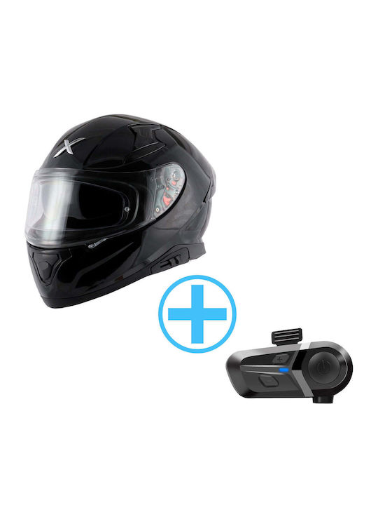 Axor Apex + Подарък Bluetooth плътно черно Мотоциклетна каска Full Face ECE 22.06 1600гр с Sunvisor