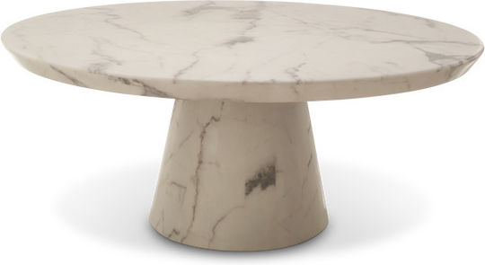 Τραπεζάκι Disc Marble Look Coffee Table Λευκό Μάρμαρο Ø100 X H40,6 Cm Polspotten