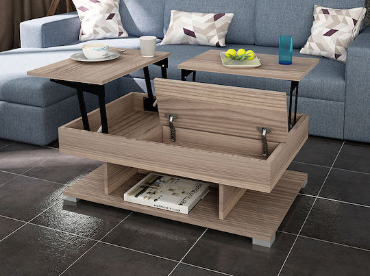 Rectangular Central Smart Wooden Coffee Table with Lifting Mechanism Grey W110xD70xH39cm