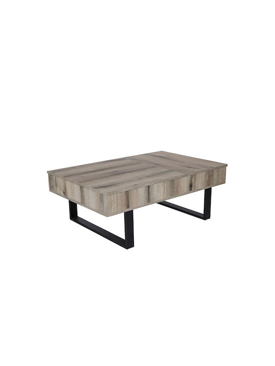 Rectangular Central Smart Wooden Coffee Table with Lifting Mechanism Grey W110xD70xH39cm