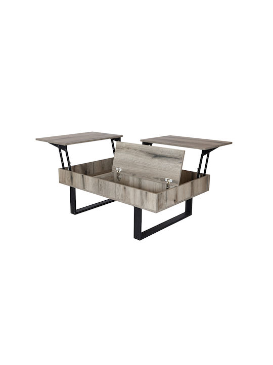 Rectangular Central Smart Wooden Coffee Table with Lifting Mechanism Grey W110xD70xH39cm
