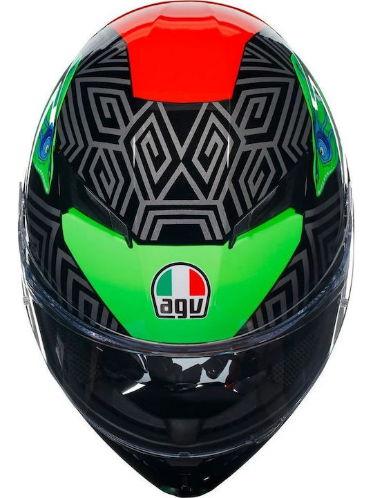 AGV K3 Kamaleon Black/Red/Green Cască Moto Față întreagă ECE 22.06 1500gr cu Pinlock