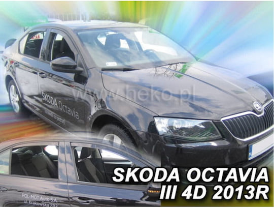 Heko Set of Windbreakers Front and Rear Car Dark Fime for Skoda Octavia III 5D 2013 LTB 4pcs