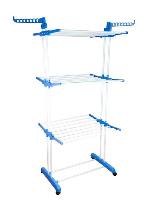 Bass Polska Folding Floor Clothes Drying Rack for Balcony Made of Aluminum with Wheels 162x78cm