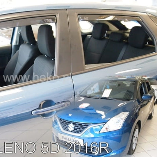 Heko Set of Windbreakers Front and Rear Car Dark Fime for Suzuki Baleno 5D 2016 4pcs