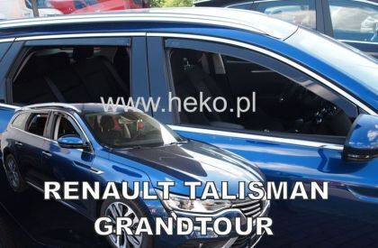 Heko Set of Windbreakers Front and Rear Car Dark Fime for Renault Talisman 4pcs