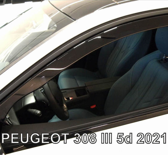 Heko Set of Windbreakers Front Car Dark Fime for Peugeot 308 III 5D 2021 2pcs
