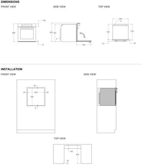 Bertazzoni Einbauofen 76Es B55.6cm.