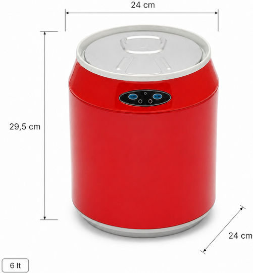 MRShome Coș De Gunoi Din Plastic Cu Senzor Roșu 6lt