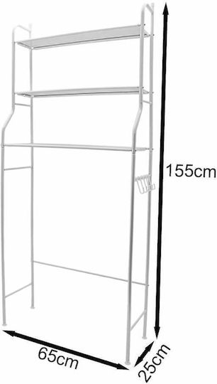 Factory Floor Bathroom Shelf Metallic with 3 Shelves 45x25x153cm White