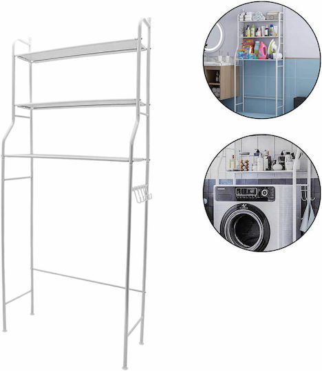 Factory Floor Bathroom Shelf Metallic with 3 Shelves 45x25x153cm White