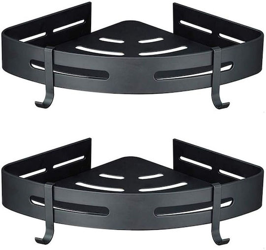 Udear Shelf Ъглова Стенна Етажерка за Баня Черна