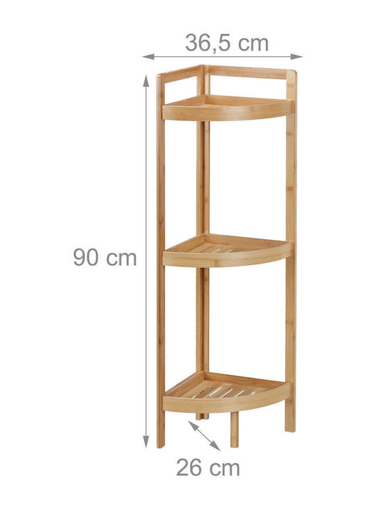 Relaxdays Colțar Rafturi de baie Raft Baie Bambus 90x36.5x26cm