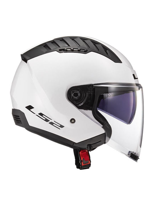 LS2 Copter II Бял гланц Мотоциклетна каска Джет ECE 22.06 1200гр с Sunvisor