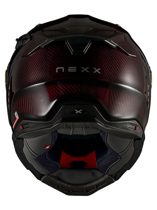 Nexx X.WST3 Lava Carbon Red Motorcycle Helmet Full Face DOT / ECE 22.06 1600gr with Pinlock and Sun Visor