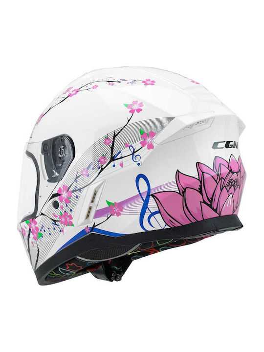 CGM 265M Micro Music White Pink Kids Motorcycle Helmet Full Face ECE 22.06 1100gr
