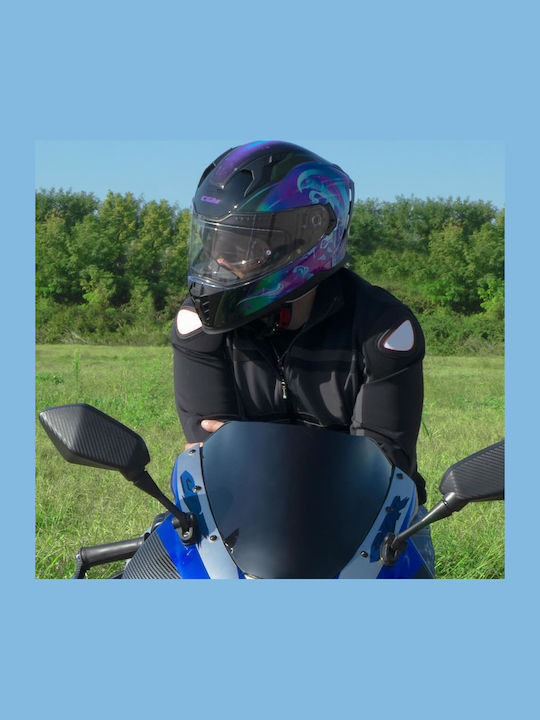 CGM Blast Jelly 311S Black/Violet Motorcycle Helmet Full Face ECE 22.06 1550gr with Pinlock and Sunvisor