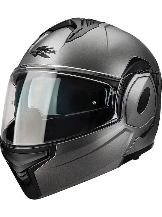 Kappa Moto KV55 Basic Matt Titanium Motorradhelm Flip-Up ECE 22.06 1700gr