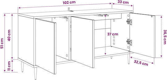 TV-Ständer Geleen Schwarze Eiche M102xP33xH51cm