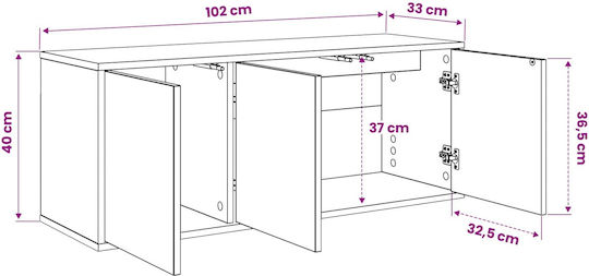 TV Stand Mainz Black Oak W102xD33xH40cm