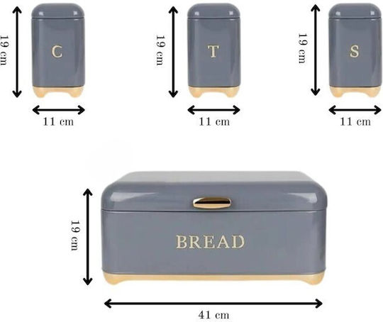 General Use Food Jar with Lid Metallic Grey 19x19x19cm
