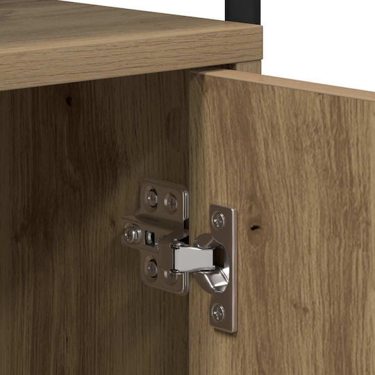 Wooden Bedside Table with Metal Legs Brown 40x39.5x50cm