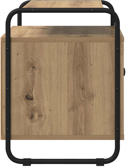 Wooden Bedside Table with Metal Legs Brown 40x39.5x50cm