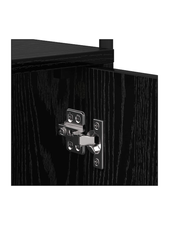 Wooden Bedside Table with Black Metal Legs 40x39.5x50cm
