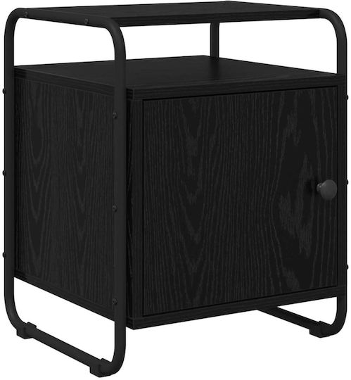 Wooden Bedside Table with Black Metal Legs 40x39.5x50cm