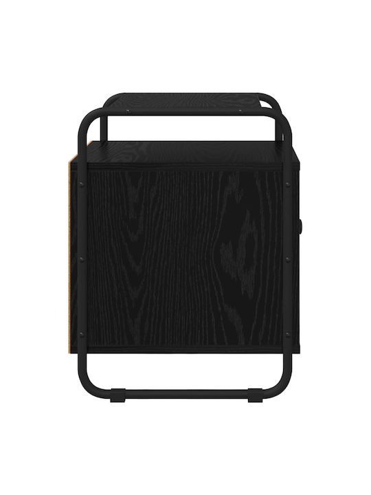 Wooden Bedside Table with Black Metal Legs 40x39.5x50cm