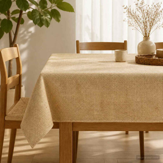 Rechteckiger Sommer Wohnzimmer Teppich aus Beiger Jute 140x140cm