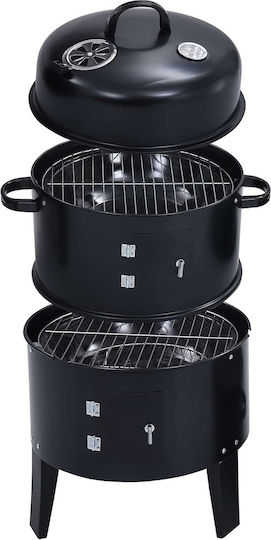 vidaXL Outdoor Charcoal Grill Ø 40 x 80 cm Steel Black