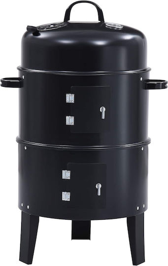 vidaXL Außengrill Ø 40 x 80 cm Rostfreier Stahl Schwarz