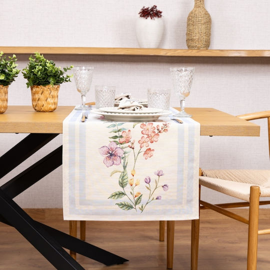 Liolios Home Ράνερ Florise Blue 45x140εκ.
