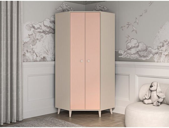 Tortoli 100 Δίφυλλη Ντουλάπα Γωνιακή 80x80x190cm Ανοιχτό Καφέ, Τριανταφυλλί