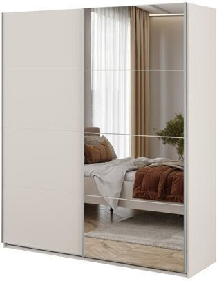 Melvele 126 Двойна Врата Гардероб Плъзгащ С Огледало Кашмир 180x57x209cm