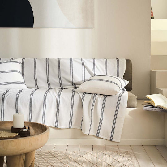 Gofis Home Rathma Ριχτάρι Διθέσιου Καναπέ Ζακάρ 180x250εκ. Pure White/graphite Black 375